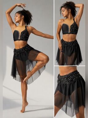 Patrick J designs dance costume solo custom black 2 piece lyrical MA adult